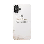 Personalized Slim Phone Case, Custom Photo & Text Minimal Floral Design - iPhone 16 Plus - Shamo's