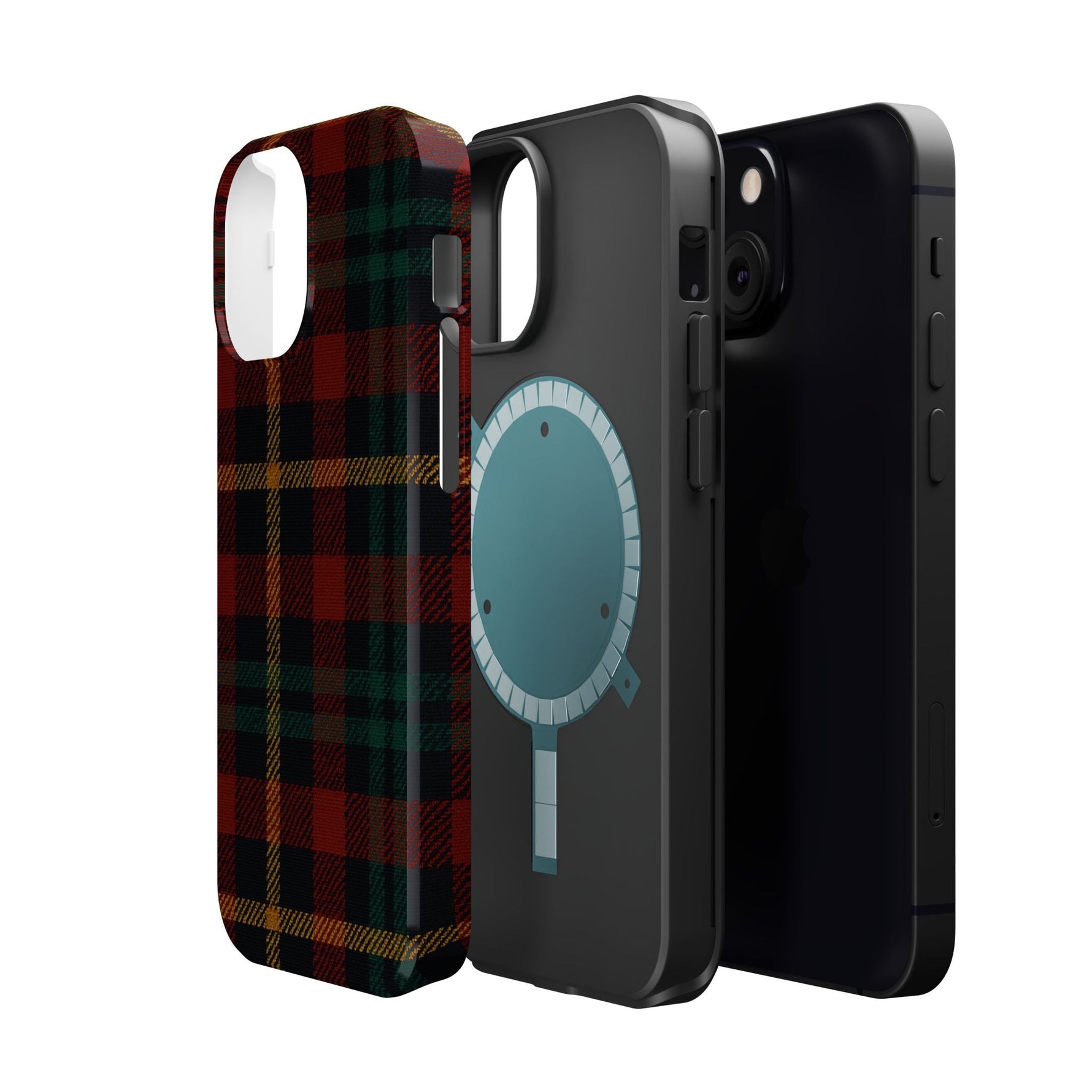 Plaid Impact-Resistant iPhone Case — Red Green Tartan Holiday Theme with MagSafe  Shamo's