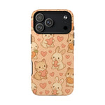 Cozy Critter Friends iPhone Case — Cute Bunny & Kitten Heart Pattern with MagSafe - Shamo's