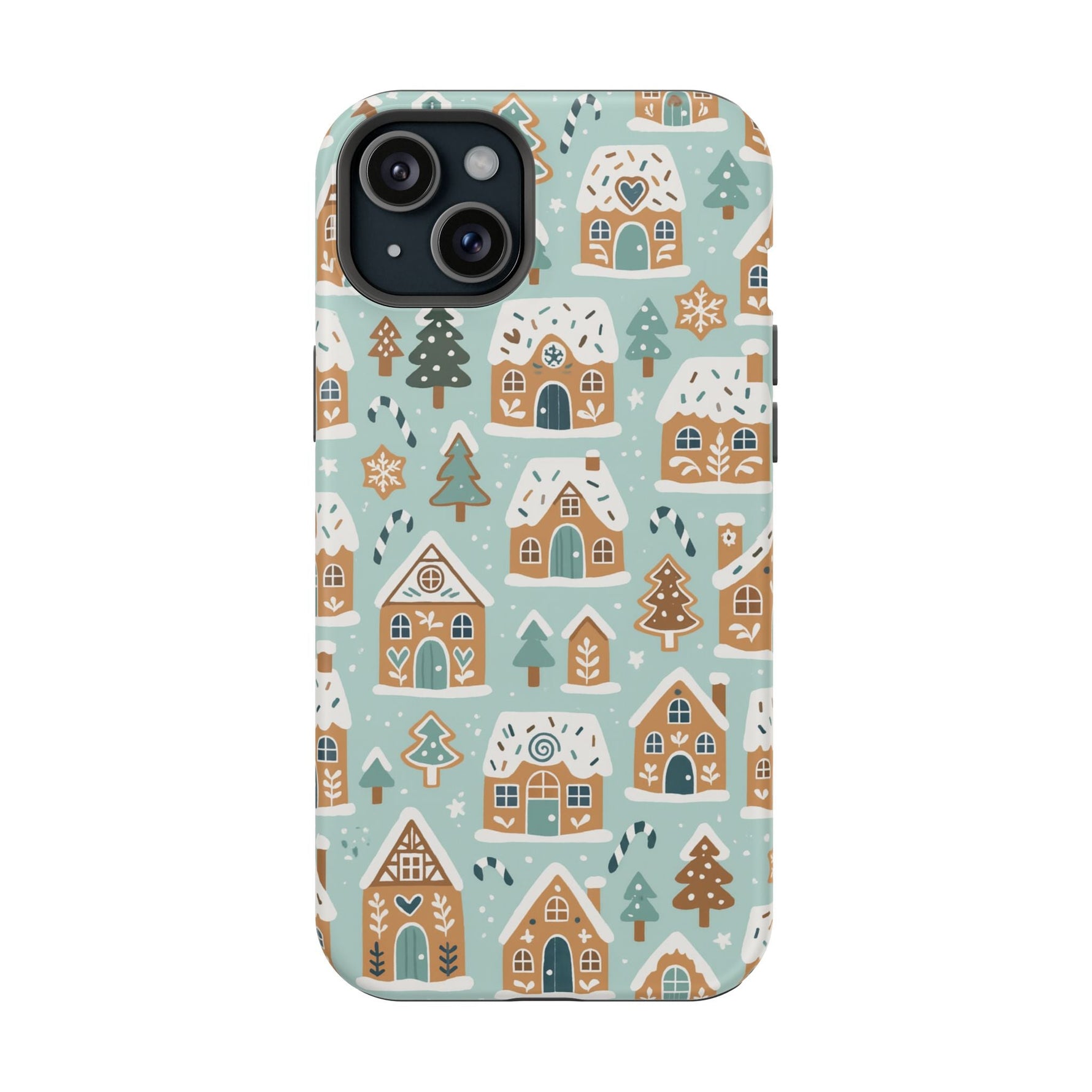 Winter Gingerbread Village Holiday Theme iPhone Case with MagSafe compatibility  Shamo's iPhone 15 Plus / Matte