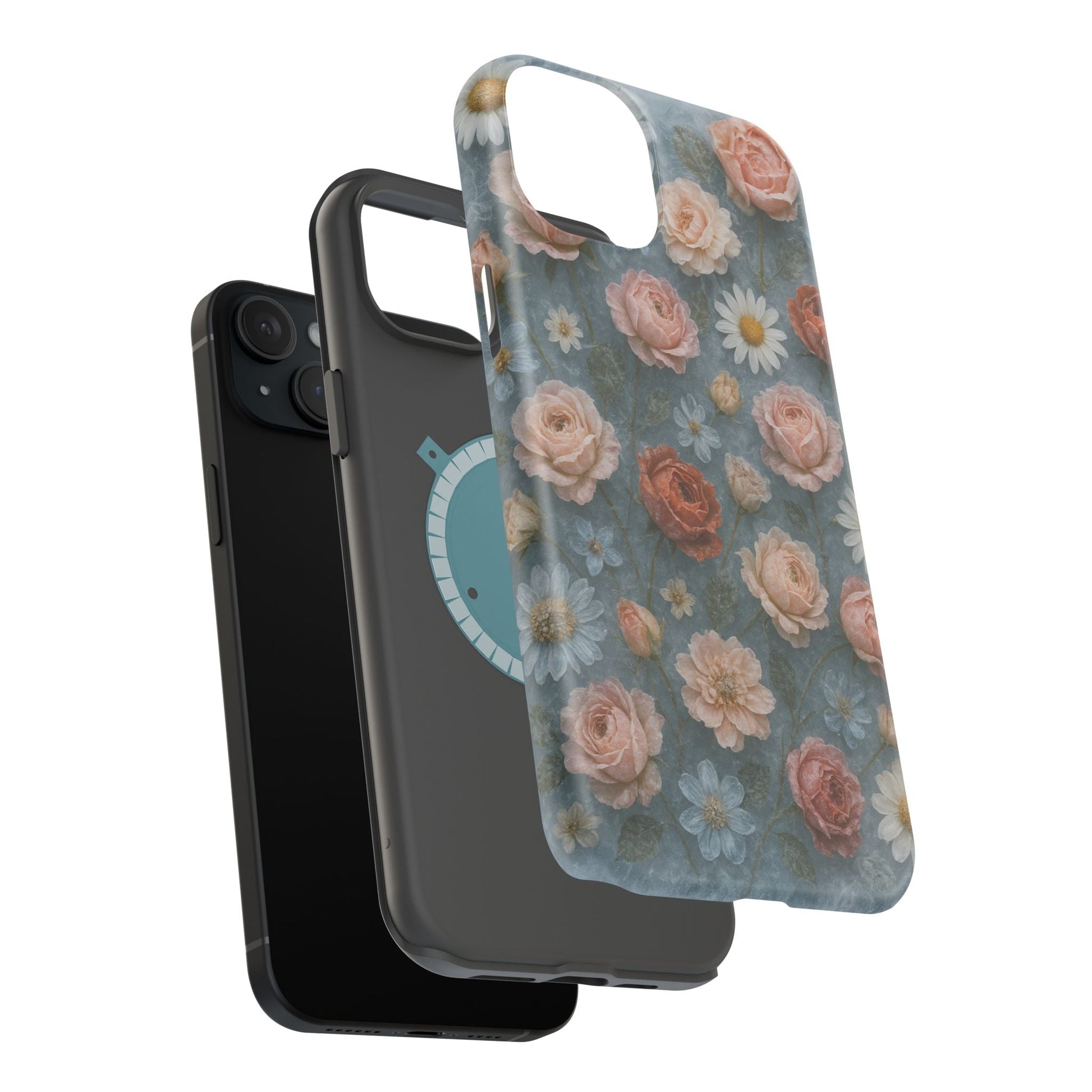 Frozen Floral Vintage Roses & Daisies iPhone Case with MagSafe compatibility  Shamo's