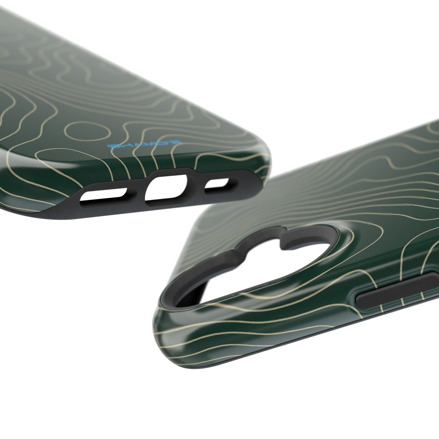 Topographic Green Magnetic Impact-Resistant iPhone Case | MagSafe compatible  Shamo's