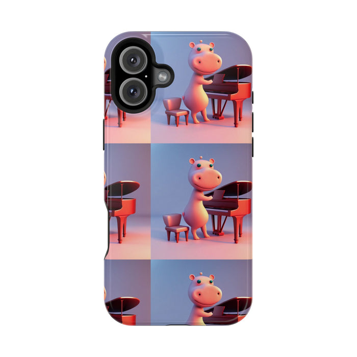 MagSafe Tough Cases with Tiny cute hippo playing a piano