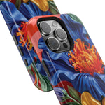 Electric Paradise MagSafe Phone Case – Cobalt Floral & Coral Waves | Glossy