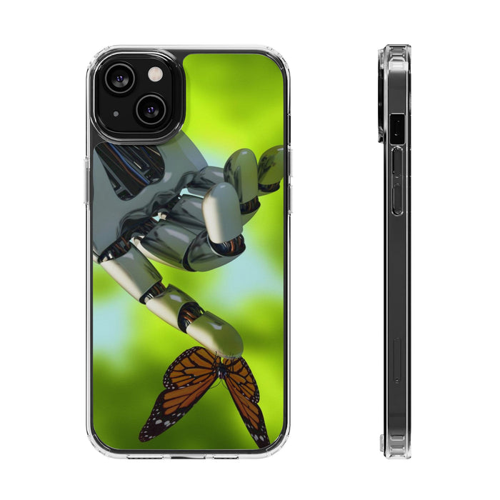 Clear Phone Cases with Robotic hand and Butterfly theme