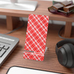 Red Plaid Smartphone Stand – Foldable Mobile Display Holder