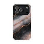 Marbled Black & Rose Gold Magnetic MagSafe Compatible Phone Case — Impact-Resistant