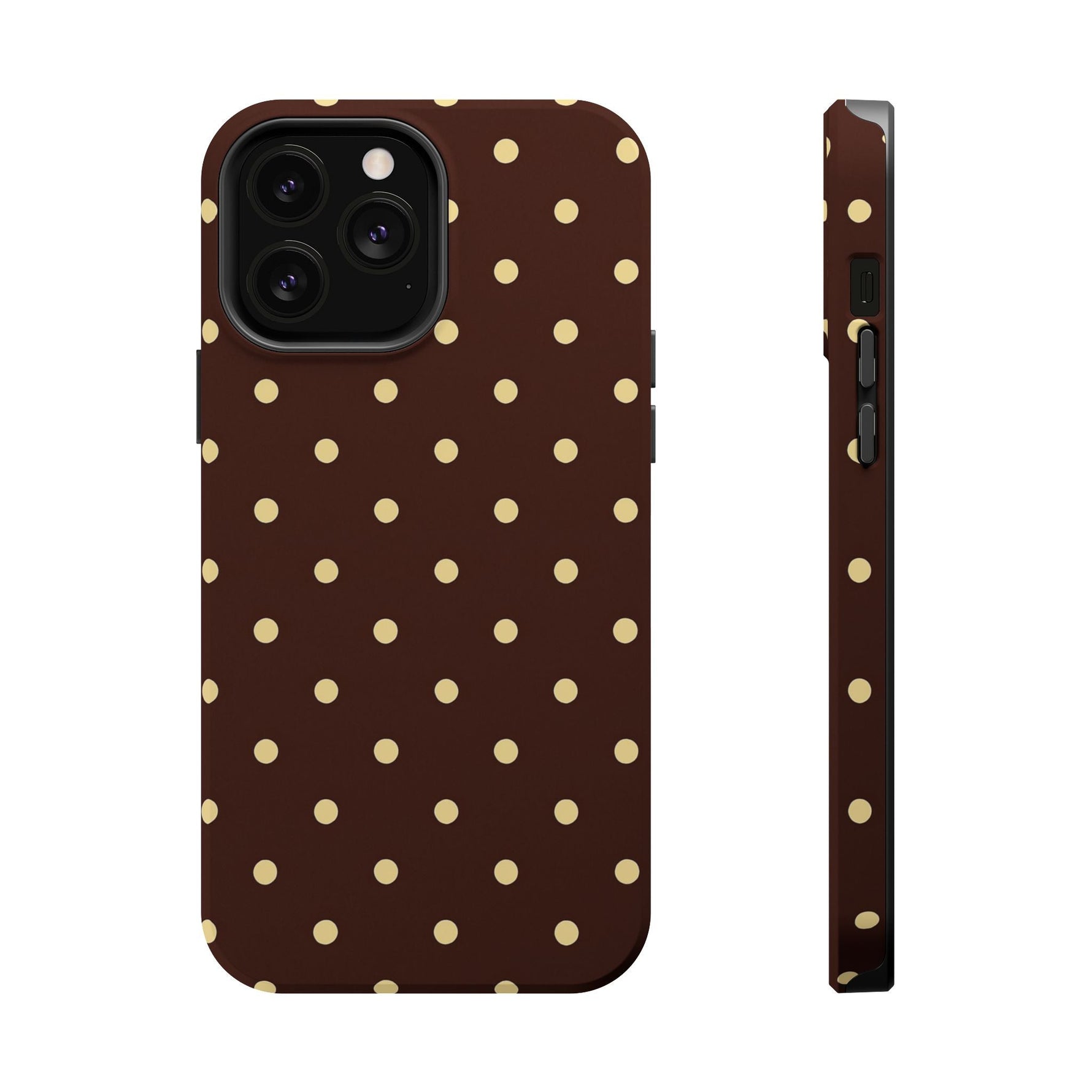 Polka Dot iPhone Case — Brown & Cream Protective Cover with MagSafe compatibility  Shamo's iPhone 13 Pro Max / Matte
