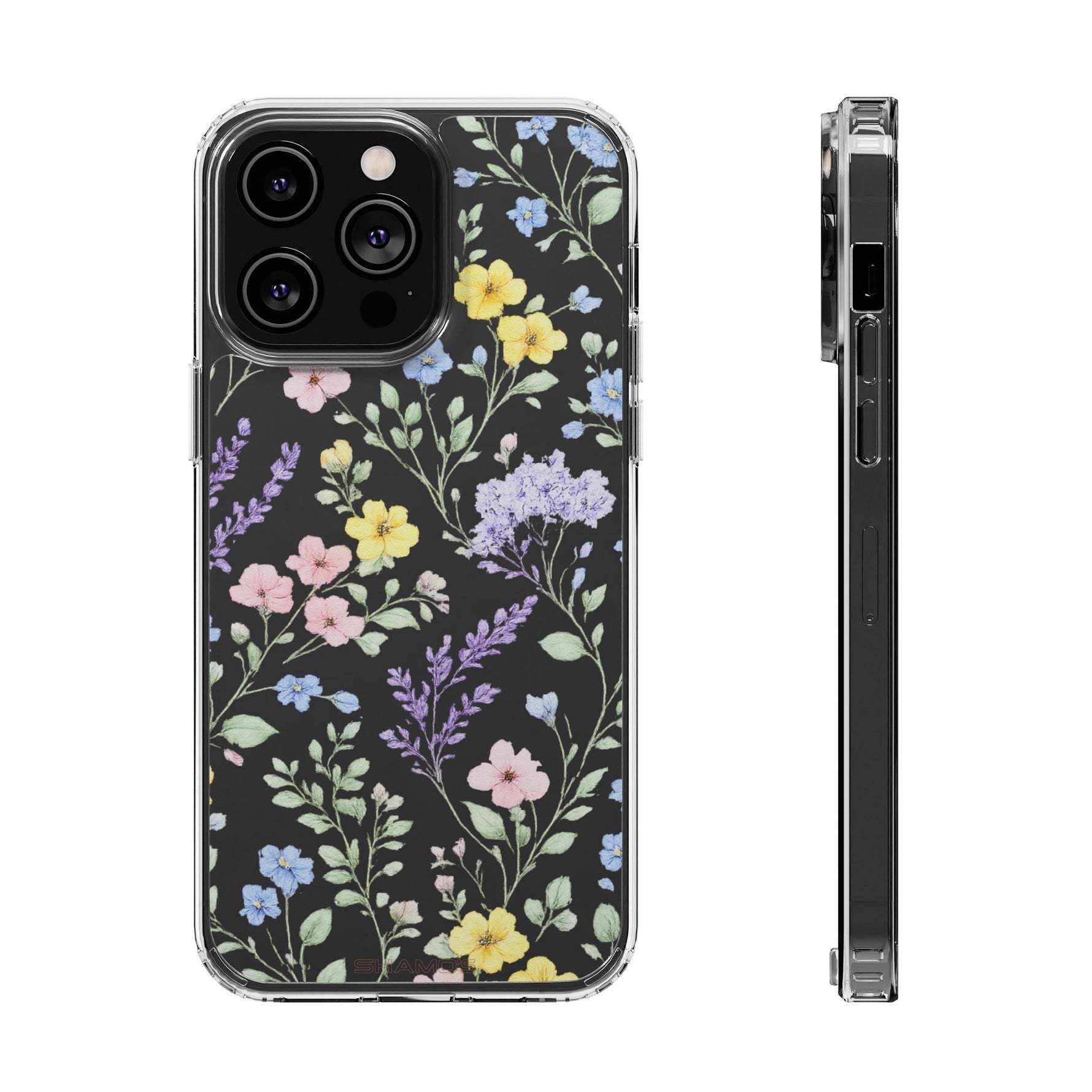 Clear Floral Impact-Resistant Phone Case — Pastel Wildflower Design