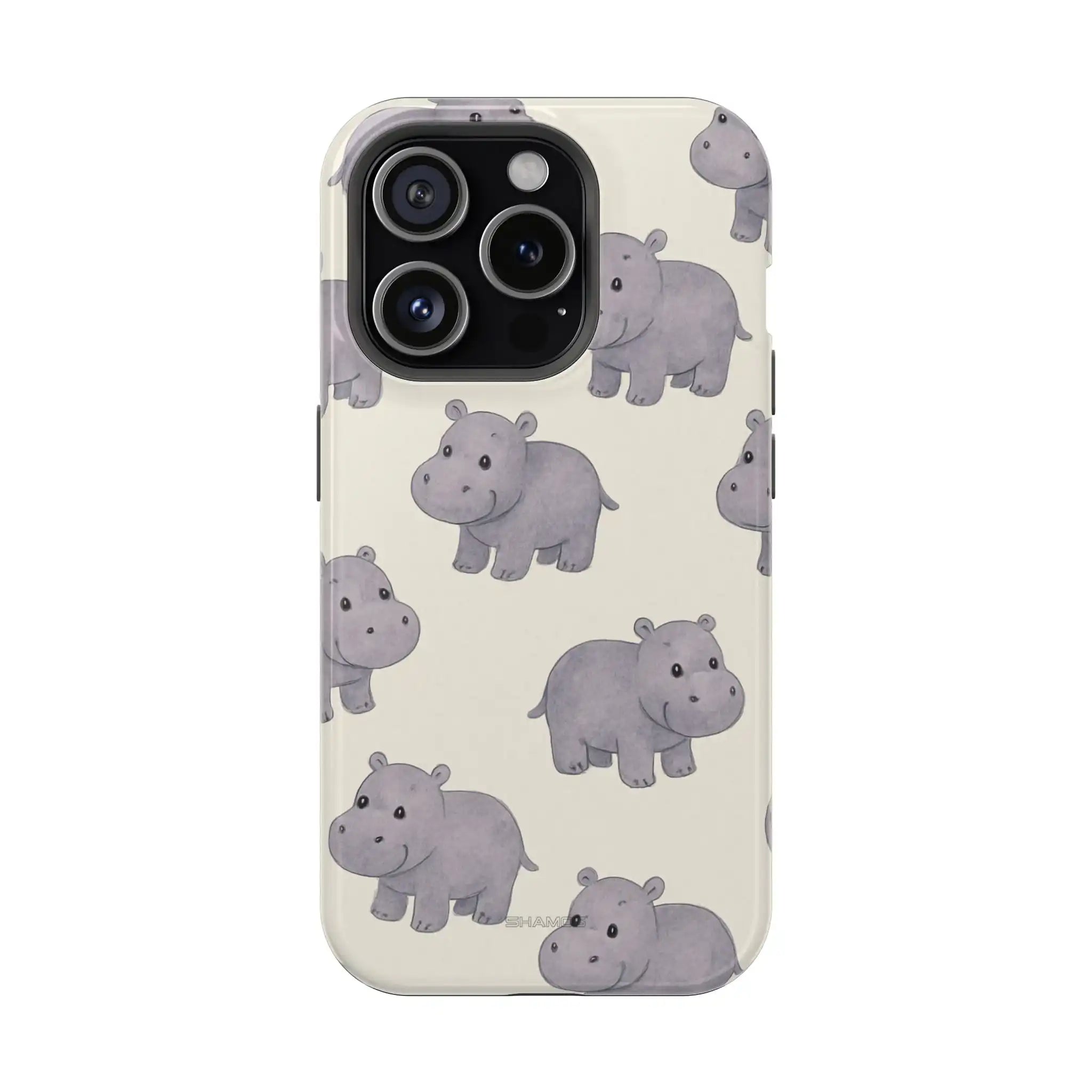 Cute Tiny Hippo Magnetic Impact-Resistant Phone Case - iPhone 15 Pro / Glossy - Shamo's