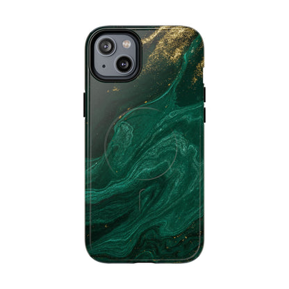 Emerald Marble with Gold Veins iPhone Case | with MagSafe  Shamo's iPhone 14 Plus / Glossy
