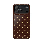 Polka Dot iPhone Case — Brown & Cream MagSafe Protective Cover