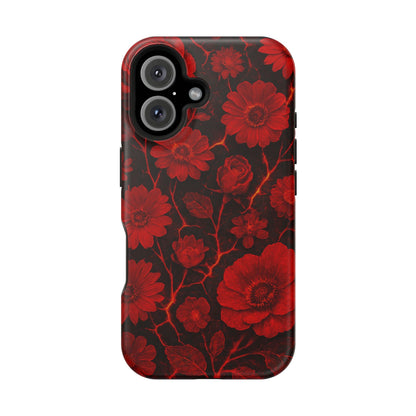 Melted Lava Dark Red Floral iPhone Case — MagSafe Compatible  Shamo's iPhone 16 / Matte