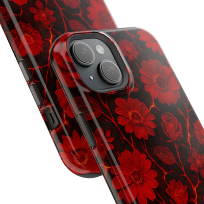 Melted Lava Dark Red Floral iPhone Case — MagSafe Compatible  Shamo's