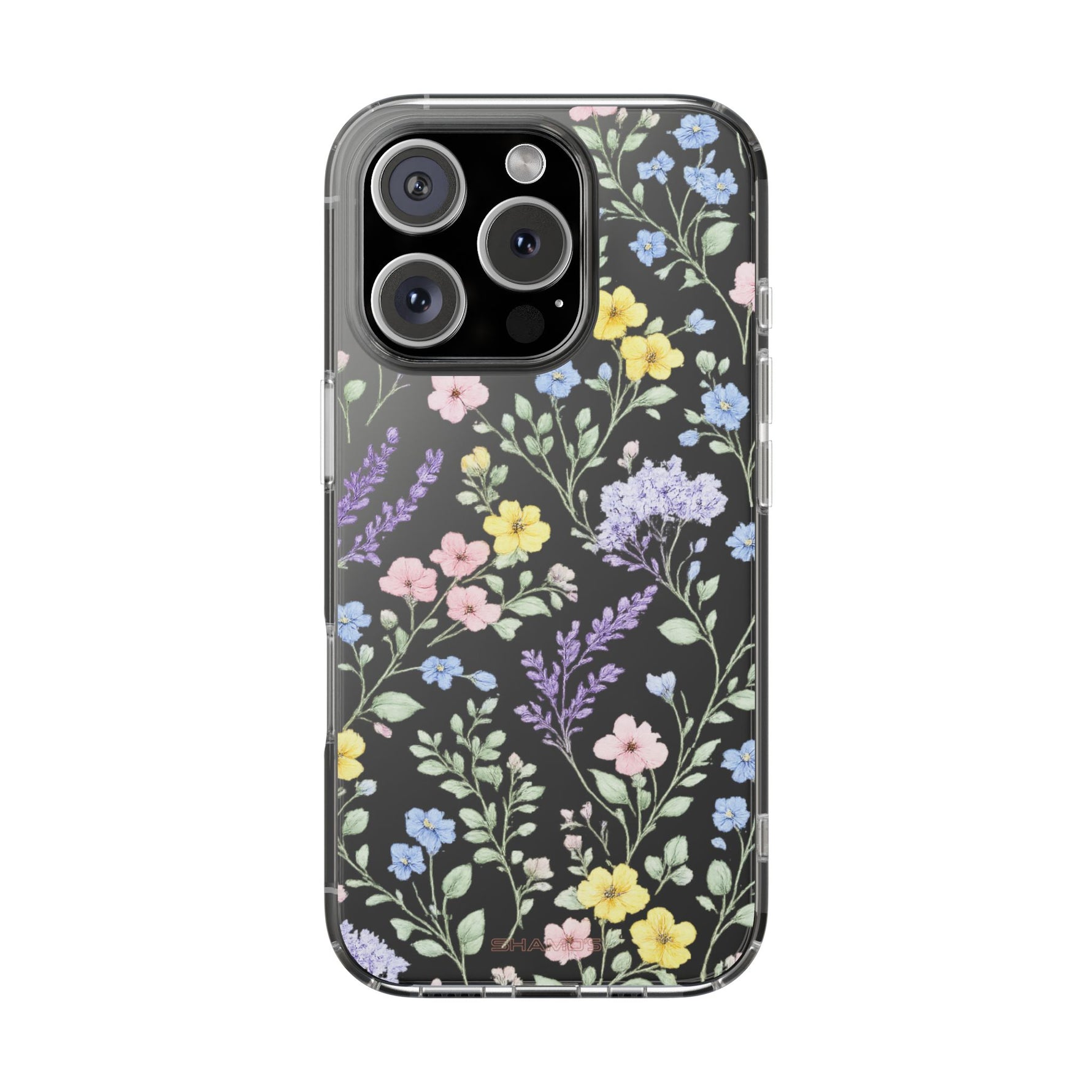 Clear Floral Impact-Resistant Phone Case — Pastel Wildflower Design