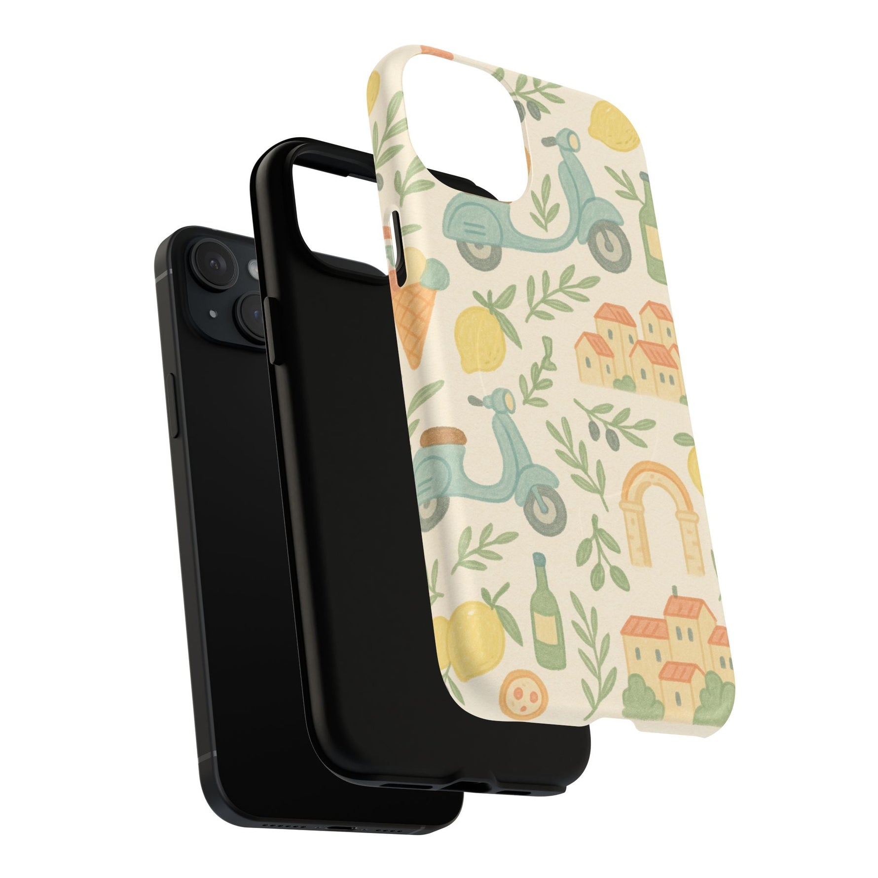 Italian Summer Drawing  iPhone Case — Lemon & Vespa Pattern Tough MagSafe Case  Shamo's