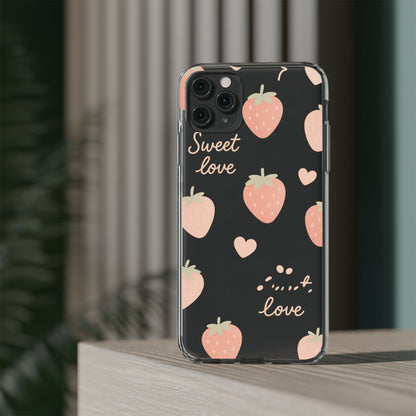 Sweet Love Strawberry Clear iPhone Case | MagSafe