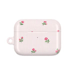 AirPod Case - Pink Striped Floral Rose Protective Cover