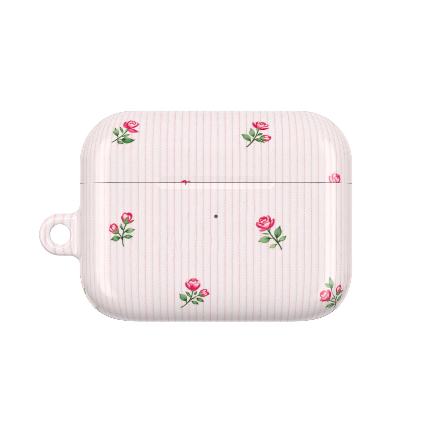 AirPod Case - Pink Striped Floral Rose Protective Cover