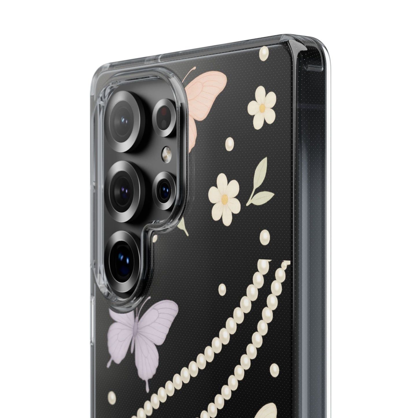 Butterfly Pearl Impact-Resistant Clear iPhone Case