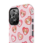 Pink Puppy Heart Pattern MagSafe Impact-Resistant iPhone Case, Valentine Phone Cover