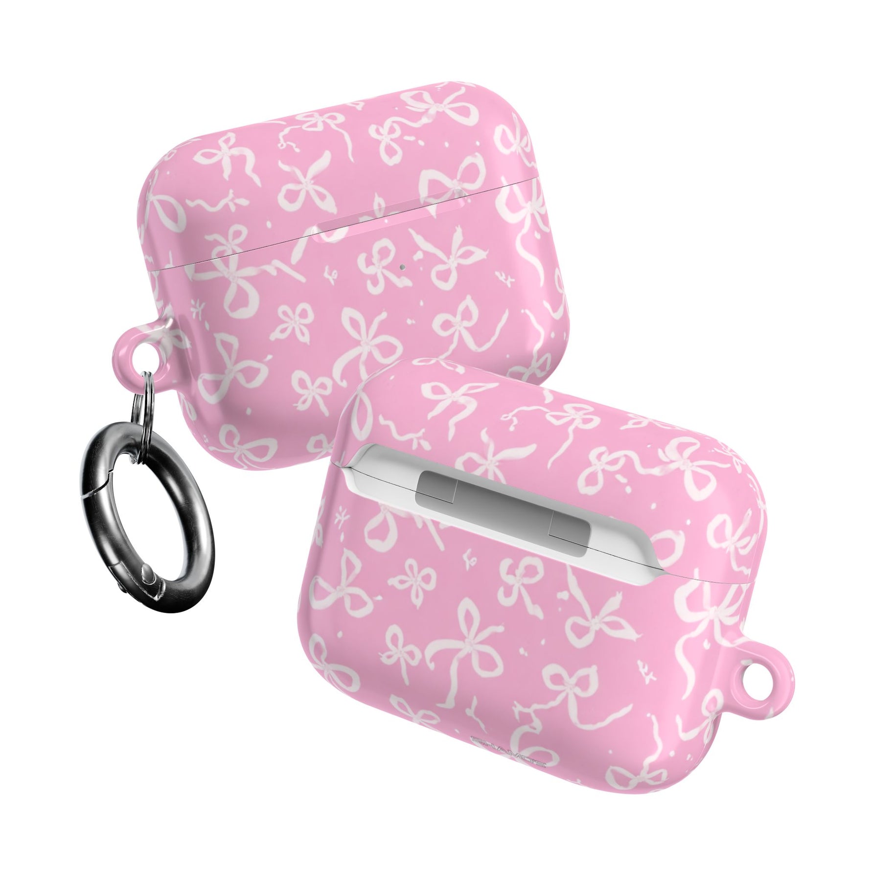 Pink Bow Pattern AirPod Case — Cute Floral Bow Protective Case