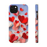3D Paper Hearts Valentine Love iPhone Case with MagSafe Compatibility, Personalizable - iPhone 14 Plus / Matte - Shamo's