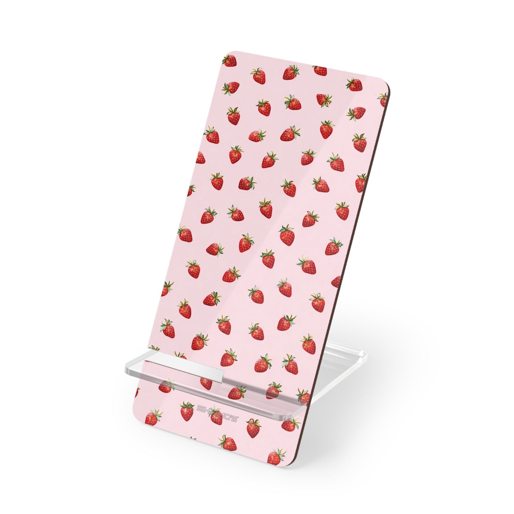 Strawberry Pattern Phone Stand — Foldable Mobile Display Stand