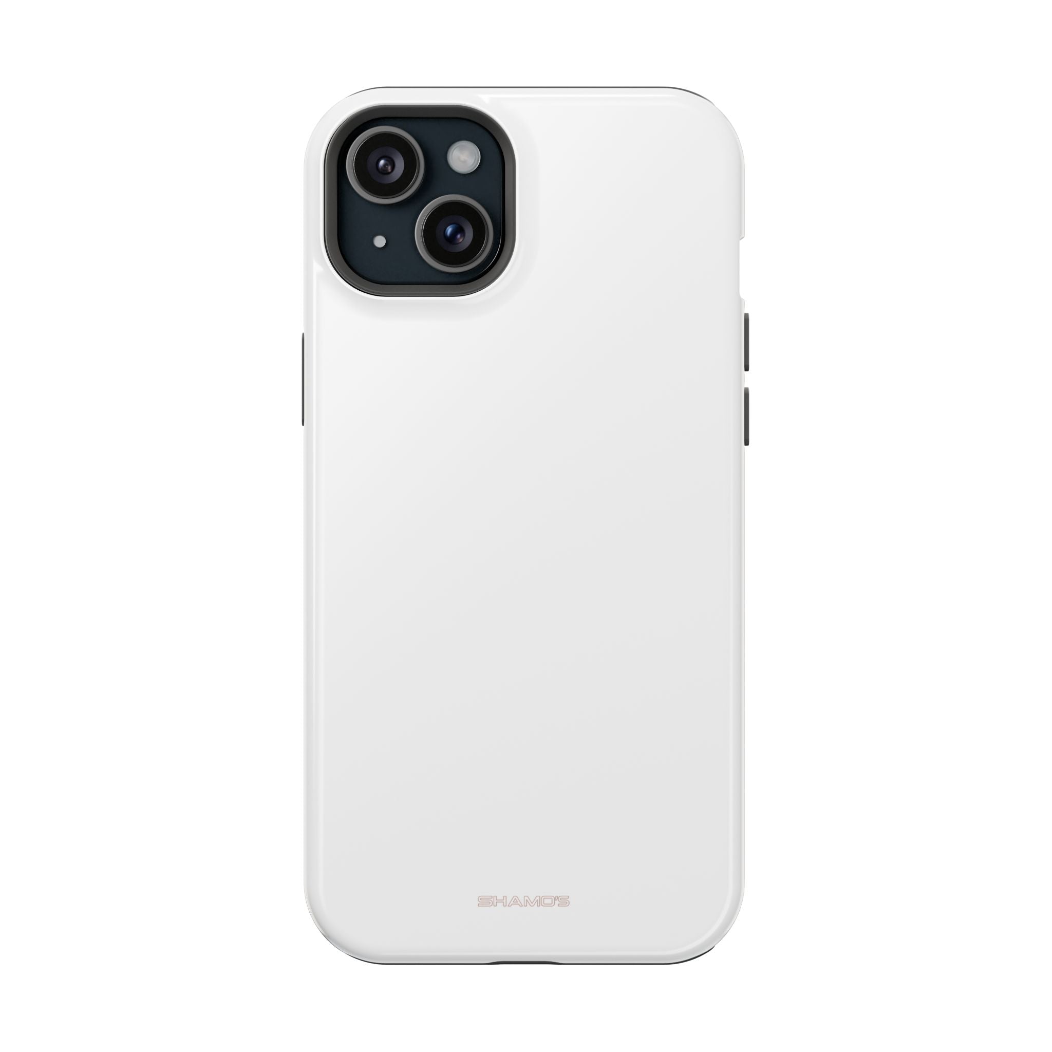 Back view of a plain white phone case