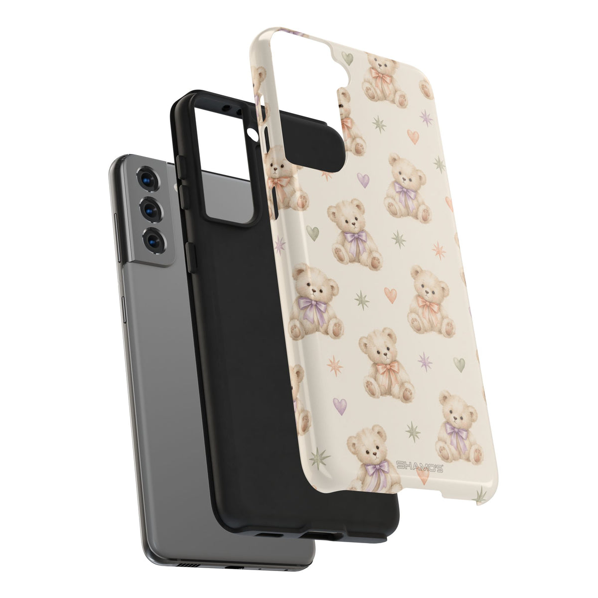 Cute Pastel Bear Impact Phone Case | Heart & Star Kawaii Pattern