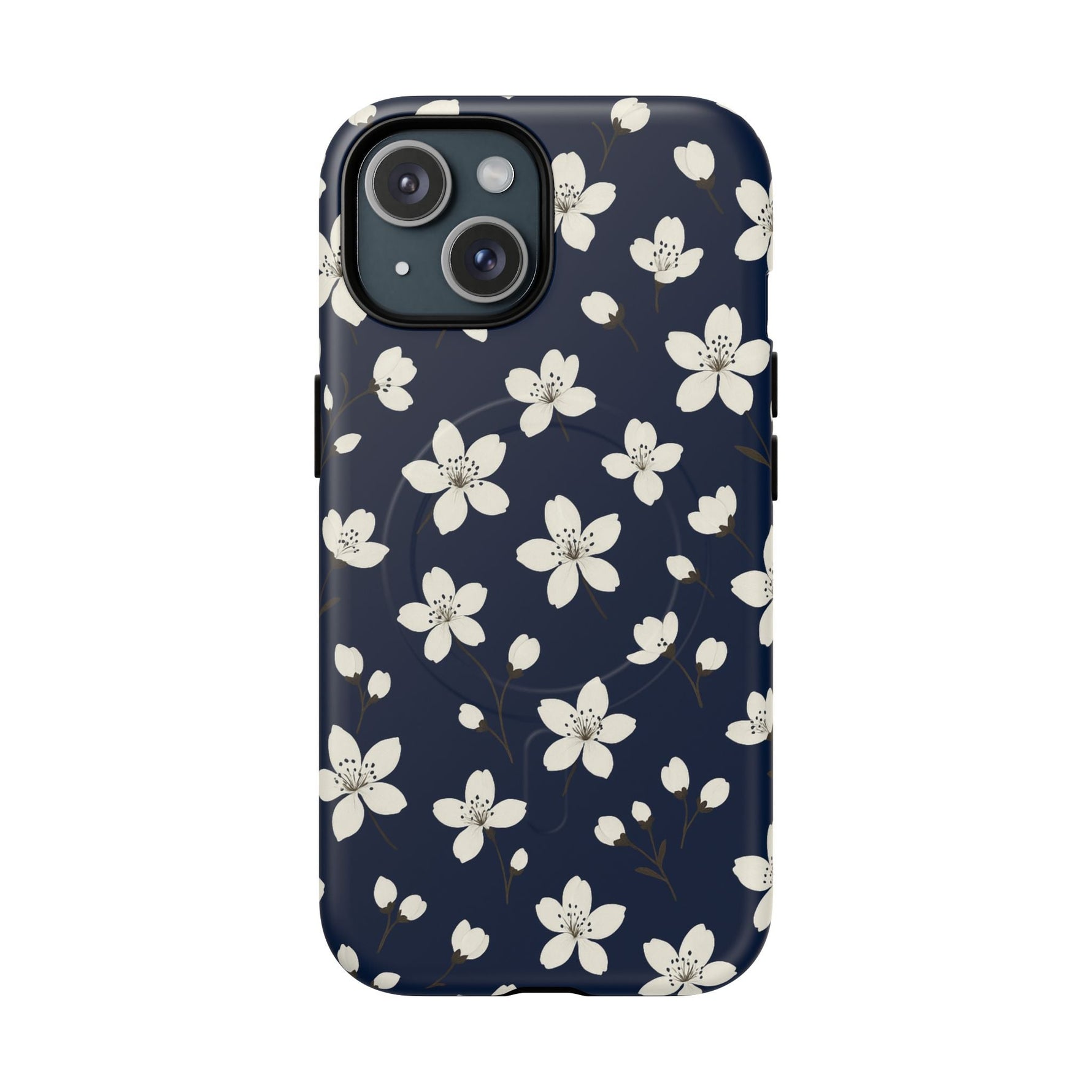 Navy Blossom Floral iPhone Case | MagSafe  Shamo's iPhone 15 / Matte