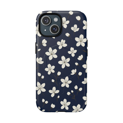 Navy Blossom Floral iPhone Case | MagSafe