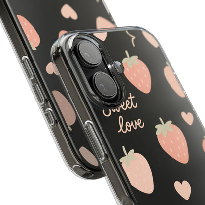 Sweet Love Strawberry Clear iPhone Case | MagSafe