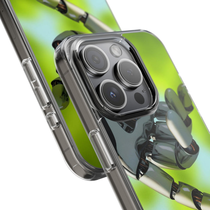 Clear Cases for iPhone 14 Series with Robotic hand and Butterfly.