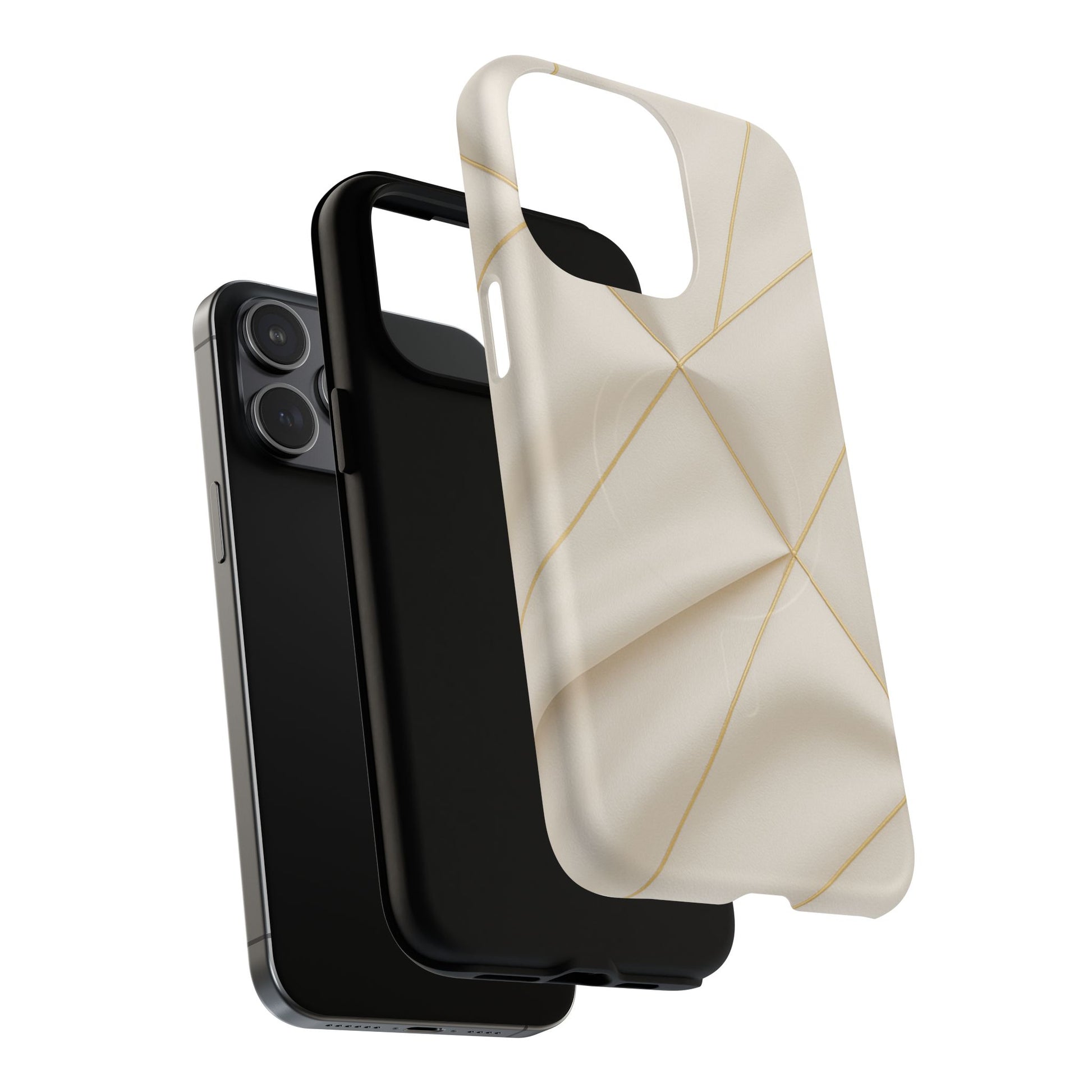 Beige Gold Geometric Luxury Series iPhone Case with MagSafe - Shamo's