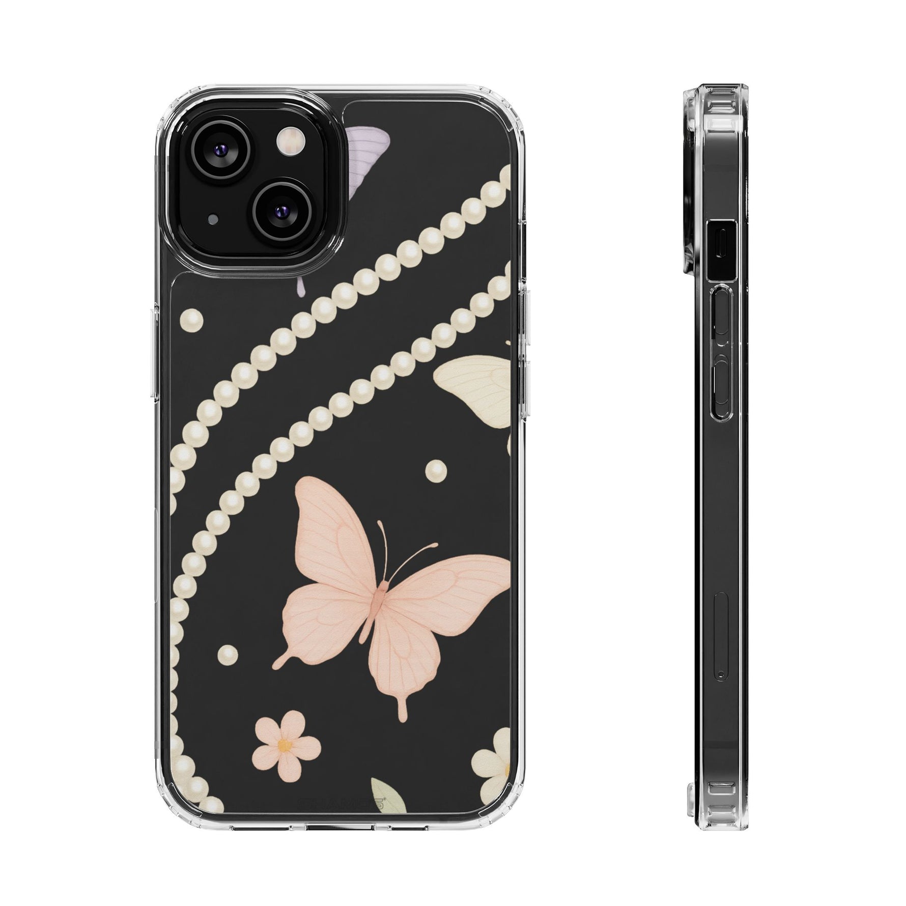 Butterfly Pearl Impact-Resistant Clear iPhone Case - iPhone 14 / Without gift packaging - Shamo's