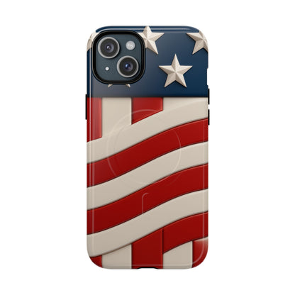 Patriotic iPhone Cases - MagSafe Tough American Flag Design