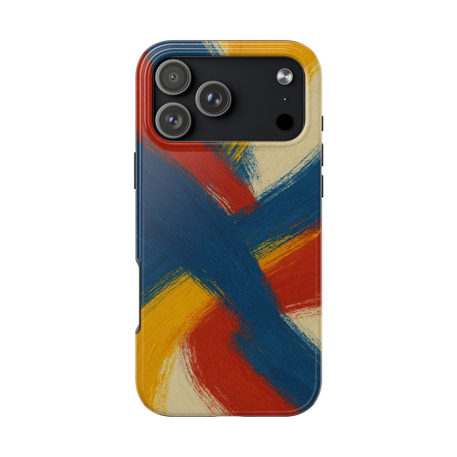 Abstract Brushstroke Tough Phone Case — Colorful Red, Blue & Yellow Protective Cover  Shamo's iPhone 17 Pro Max