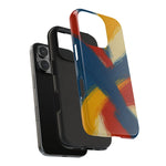 Abstract Brushstroke Tough Phone Case — Colorful Red, Blue & Yellow Protective Cover  Shamo's