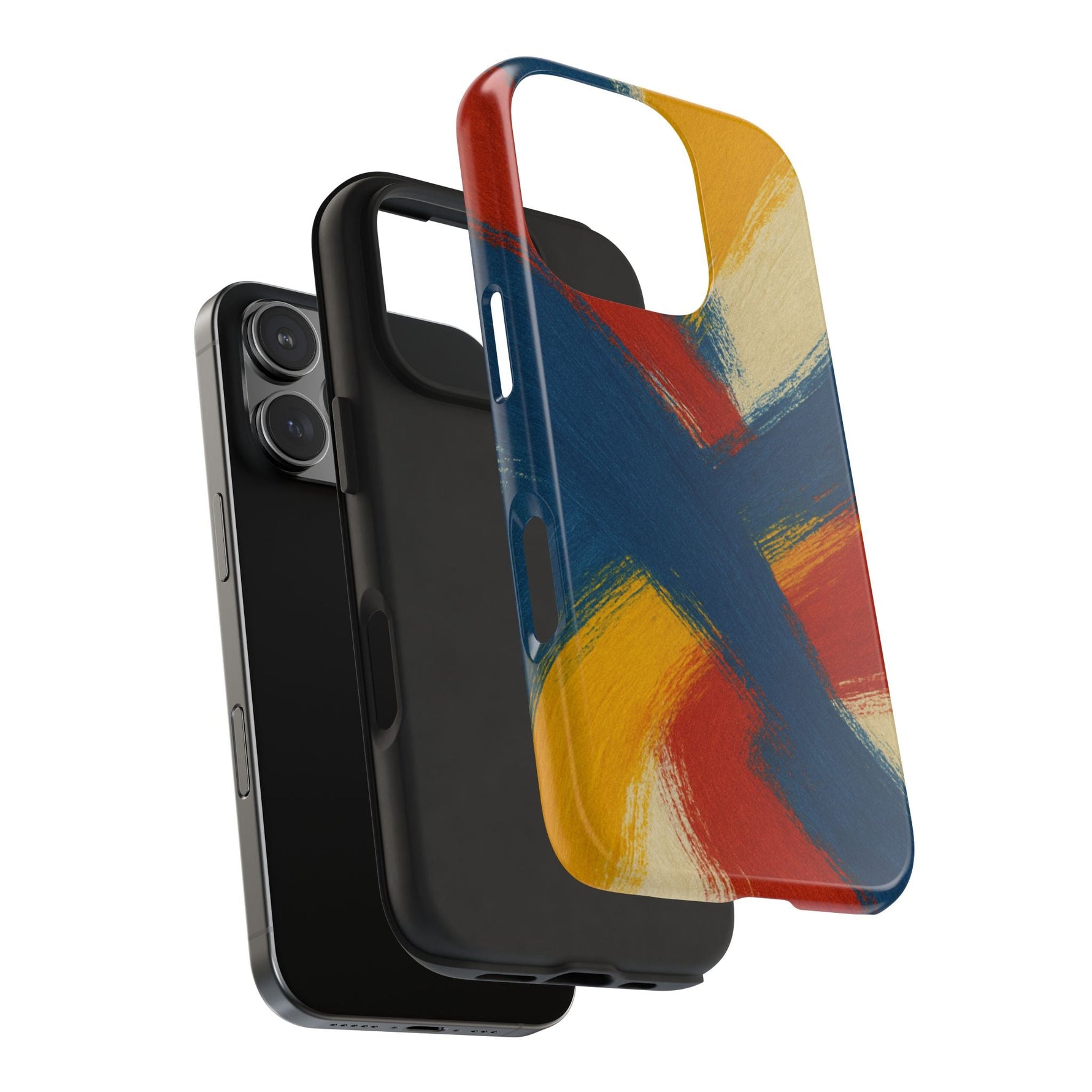 Abstract Brushstroke Tough Phone Case — Colorful Red, Blue & Yellow Protective Cover  Shamo's