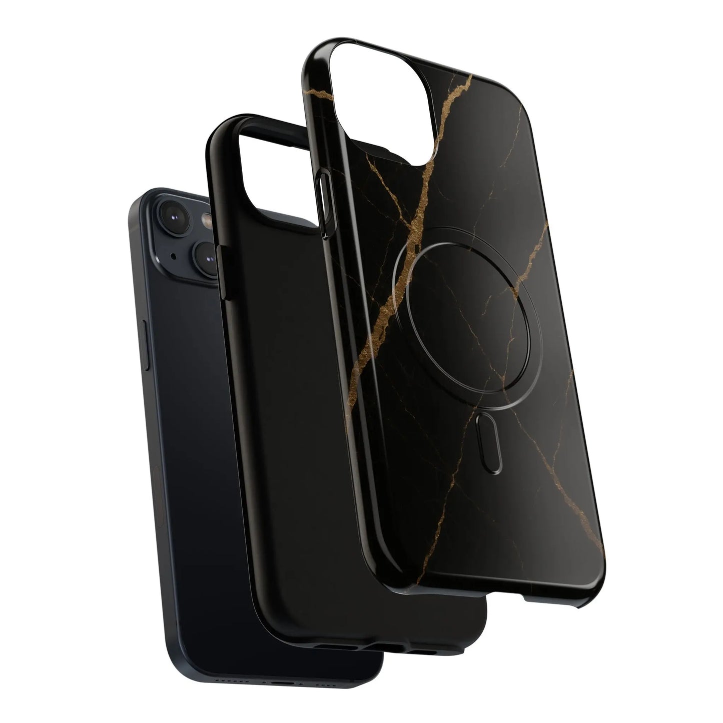 Black & Gold Marble iPhone Case with MagSafe