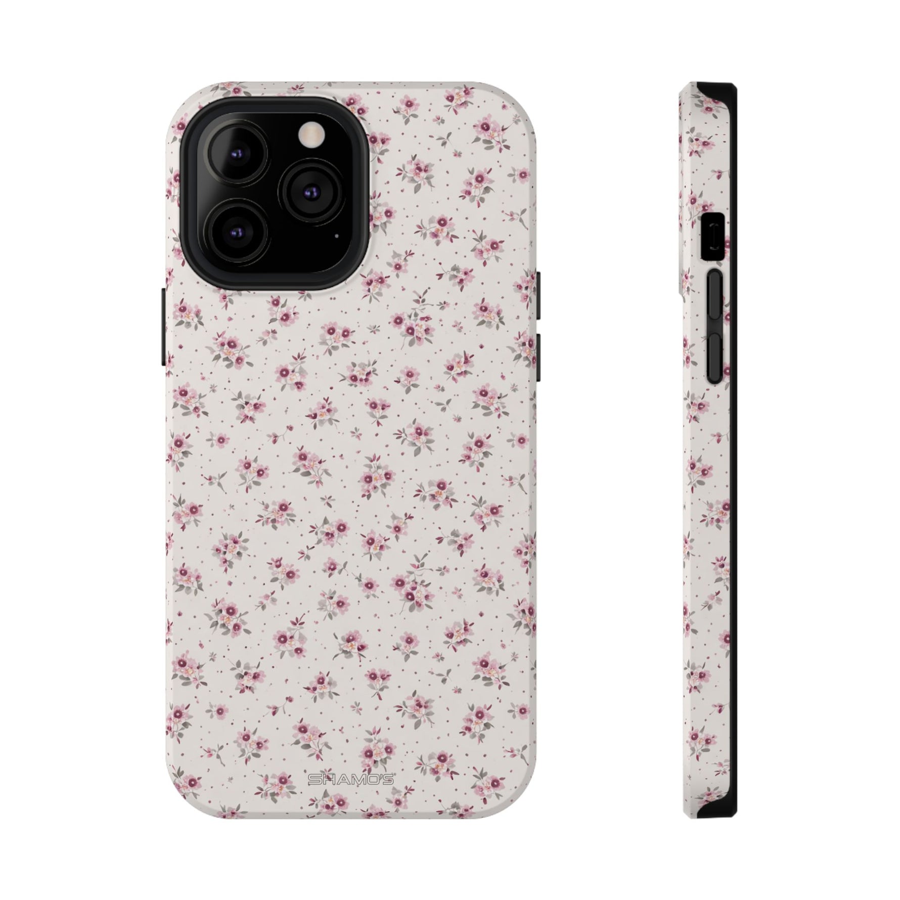 Rosebud Floral Tough iPhone Case | Pink Vintage Flower Protective Cover