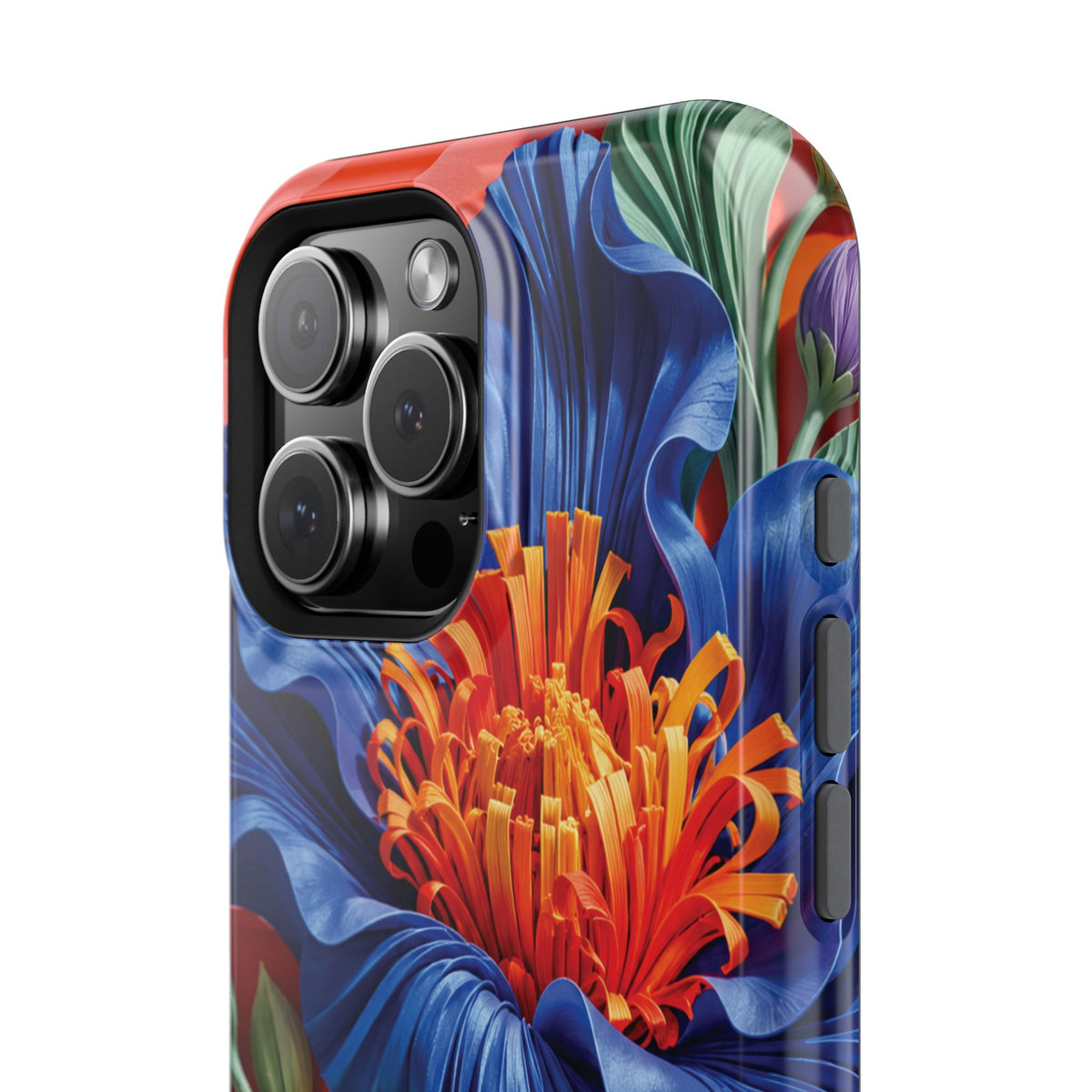 Electric Paradise MagSafe Phone Case – Cobalt Floral & Coral Waves | Glossy