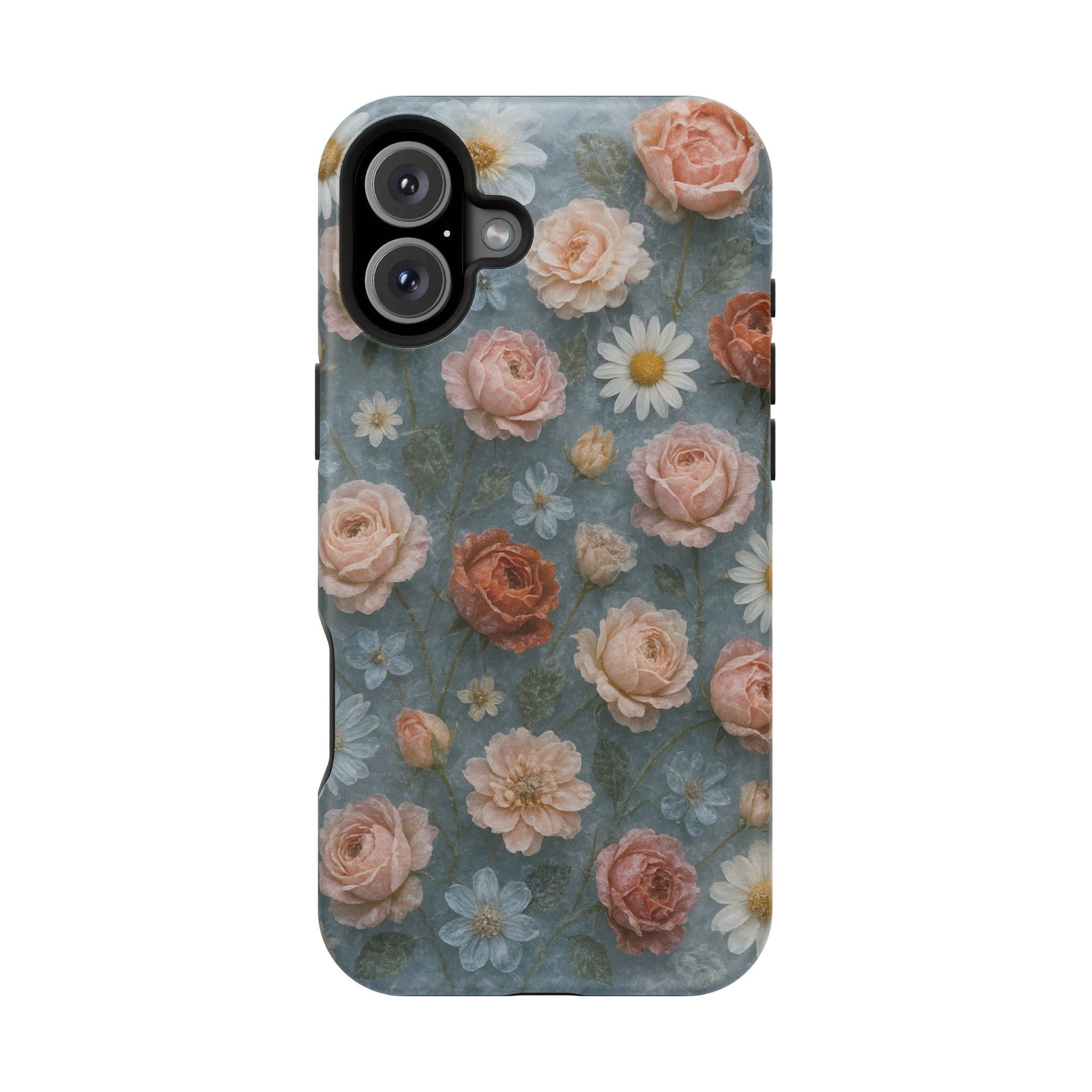 Frozen Floral Vintage Roses & Daisies iPhone Case with MagSafe compatibility  Shamo's iPhone 16 Plus / Matte