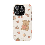 Teddy Berry Cozy Strawberry Pattern iPhone Case with MagSafe