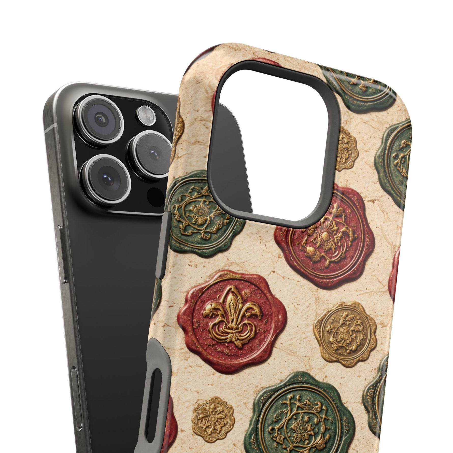 Vintage Wax Seal Pattern Magnetic Impact-Resistant Phone Case with MagSafe Compatibility