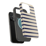 Navy & Cream Ribbed Holiday Sweater Design iPhone Case with MagSafe compatibility  Shamo's