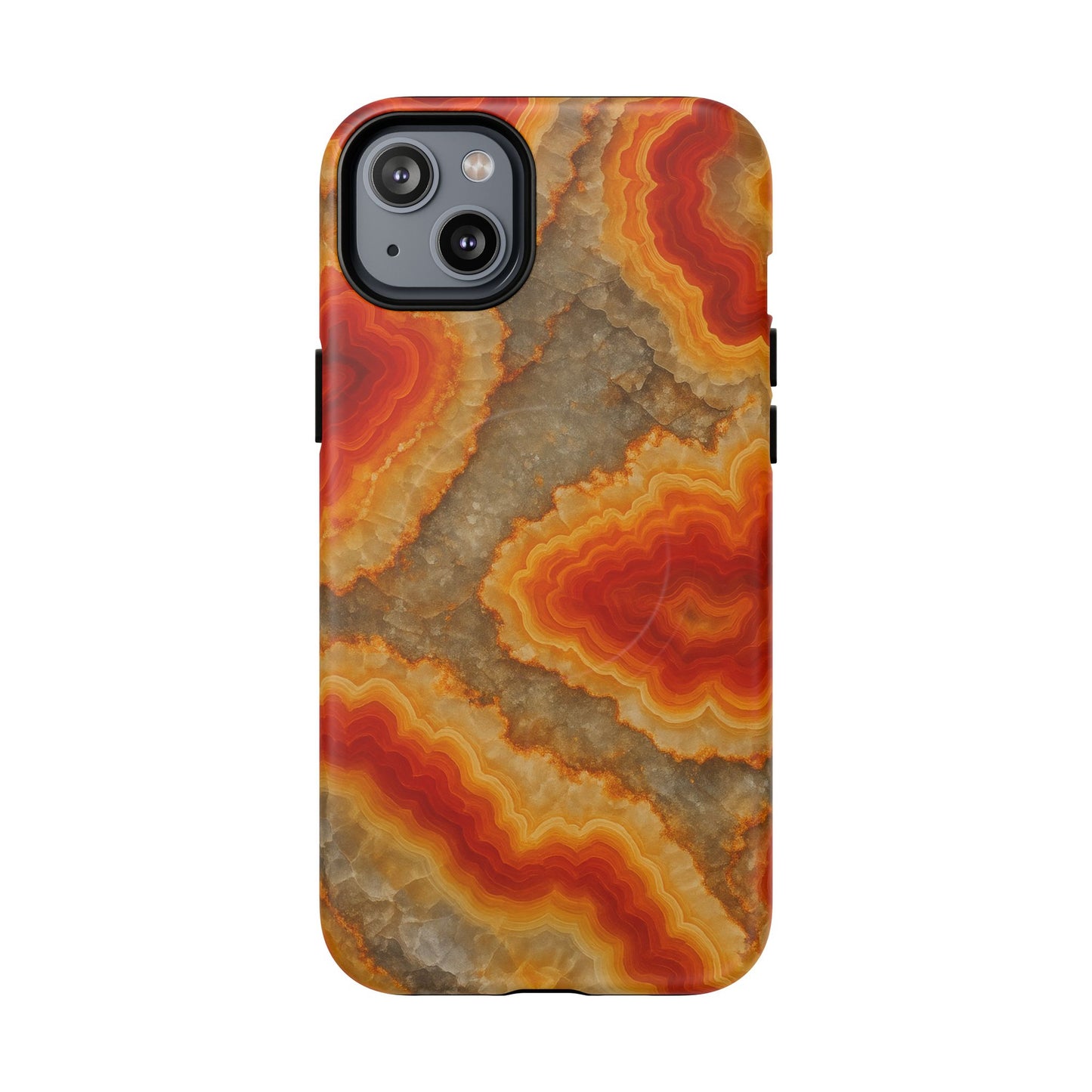 Agate Glow Marble iPhone Case Orange Geode Stone Design with MagSafe - Shamo's