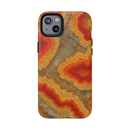 Agate Glow Marble iPhone Case Orange Geode Stone Design with MagSafe - Shamo's
