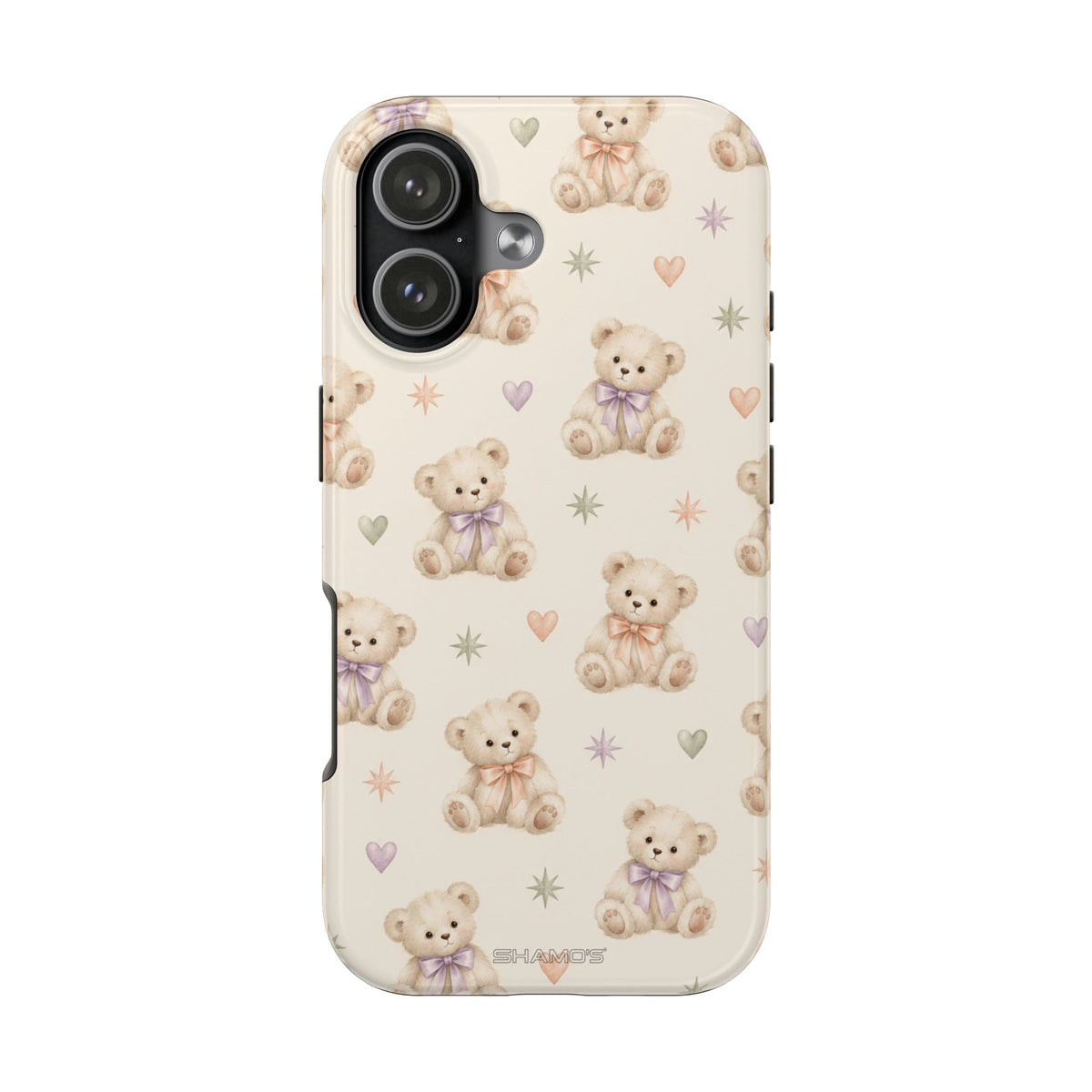 Cute Pastel Bear Impact Phone Case | Heart & Star Kawaii Pattern